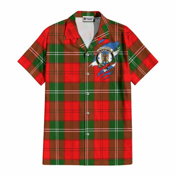 Gartshore Clan Crest In Me Tartan Cotton Hawaiian Shirt Scotland Flag Style
