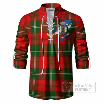 Gartshore Clan Crest In Me Tartan Ghillie Shirt Scotland Flag Style