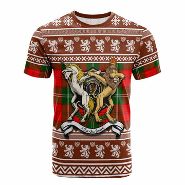 Gartshore Clan Tartan Crest Christmas Cotton T-shirt Coat of Arms Funny Style