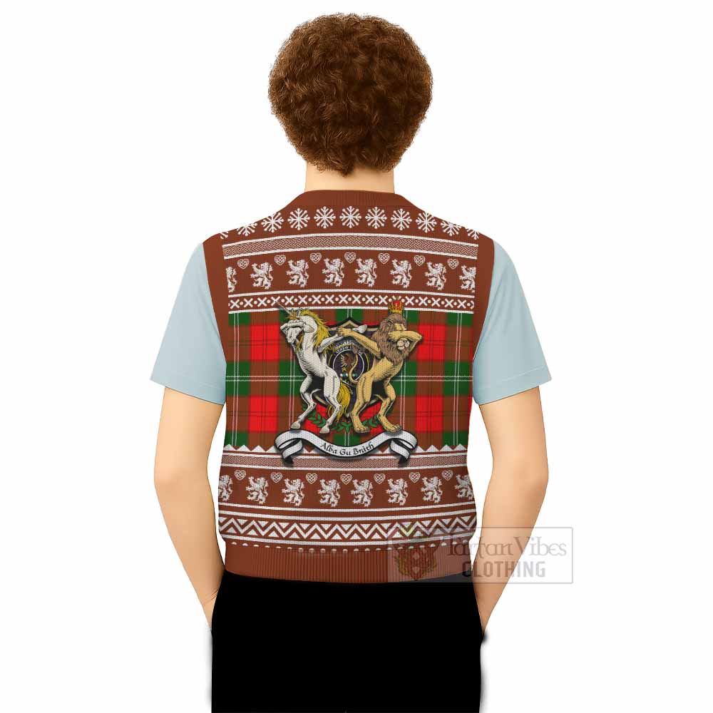 Gartshore Clan Tartan Crest Christmas Knitted V-Neck Vest Coat of Arms Funny Style - Tartan Vibes Clothing