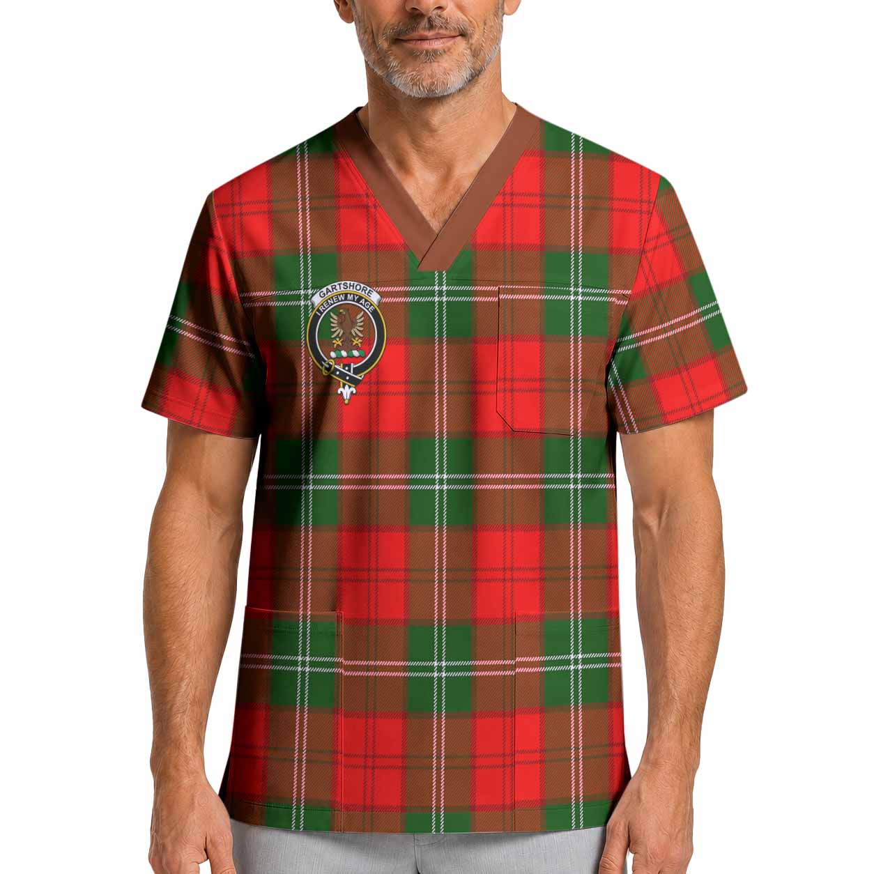 Gartshore Crest Tartan Scrub Top XL - Tartan Vibes Clothing