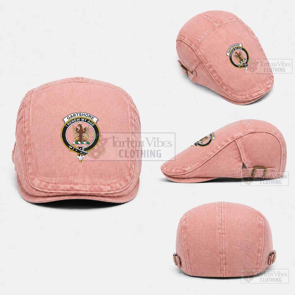 Gartshore Scottish Clan Crest Washed Flat Cap - Unisex Jeff Cap One Size (Adjustable) Pink - Tartan Vibes Clothing
