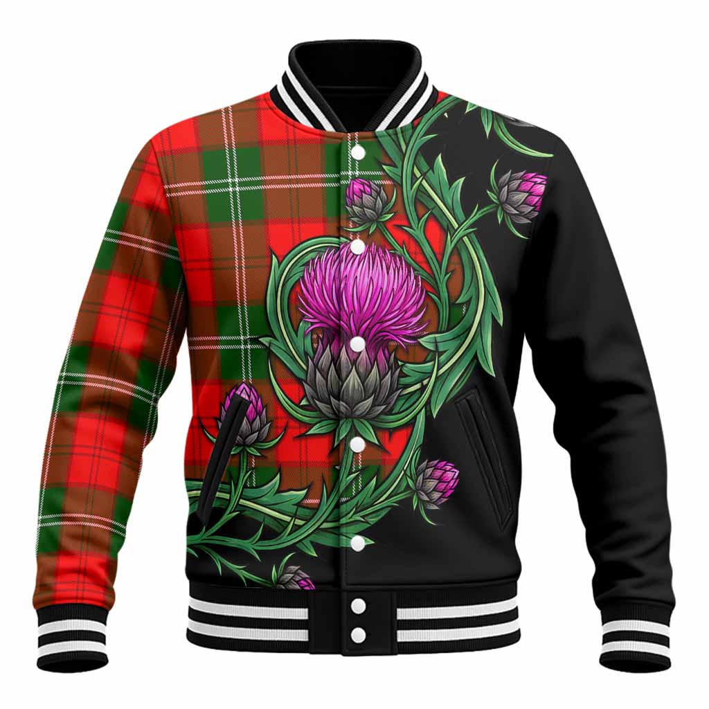 Gartshore Tartan Baseball Jacket Resilient Scottish Thistle Unisex - Tartan Vibes Clothing