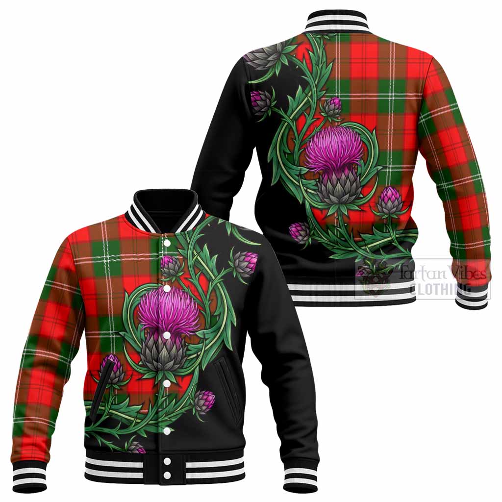 Gartshore Tartan Baseball Jacket Resilient Scottish Thistle - Tartan Vibes Clothing