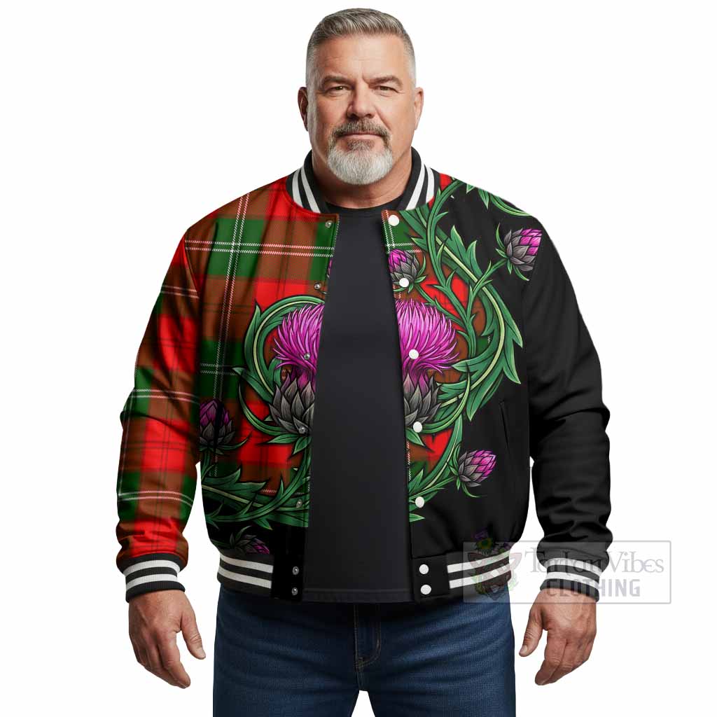 Gartshore Tartan Baseball Jacket Resilient Scottish Thistle - Tartan Vibes Clothing