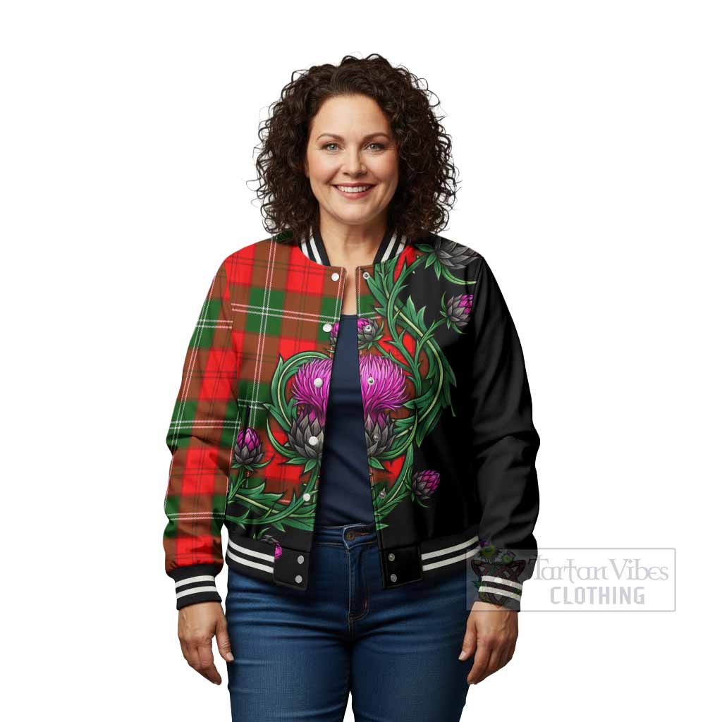 Gartshore Tartan Baseball Jacket Resilient Scottish Thistle - Tartan Vibes Clothing