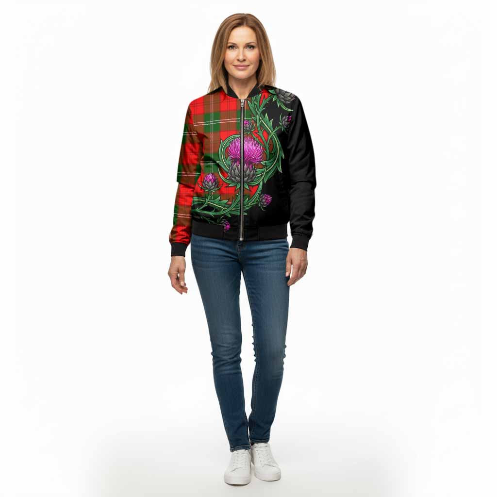 Gartshore Tartan Bomber Jacket Resilient Scottish Thistle - Tartan Vibes Clothing