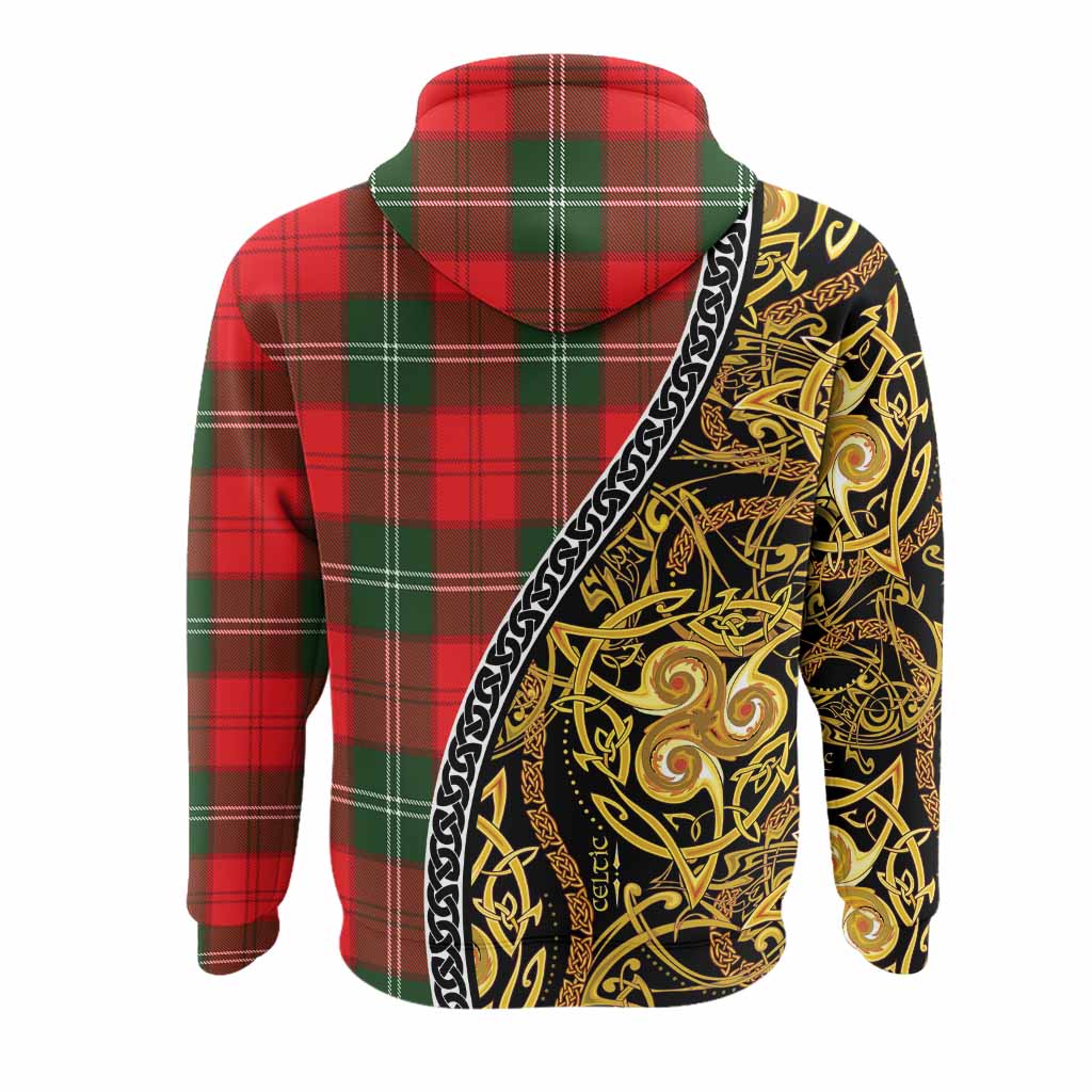 Gartshore Tartan Crest Hoodie Celtic Knot and Triple Trickle Spiral Symbols
