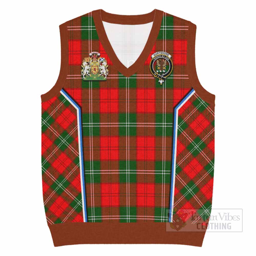 Gartshore Tartan Crest Knitted V-Neck Vest Scotland Coat of Arm Flag Style - Tartan Vibes Clothing