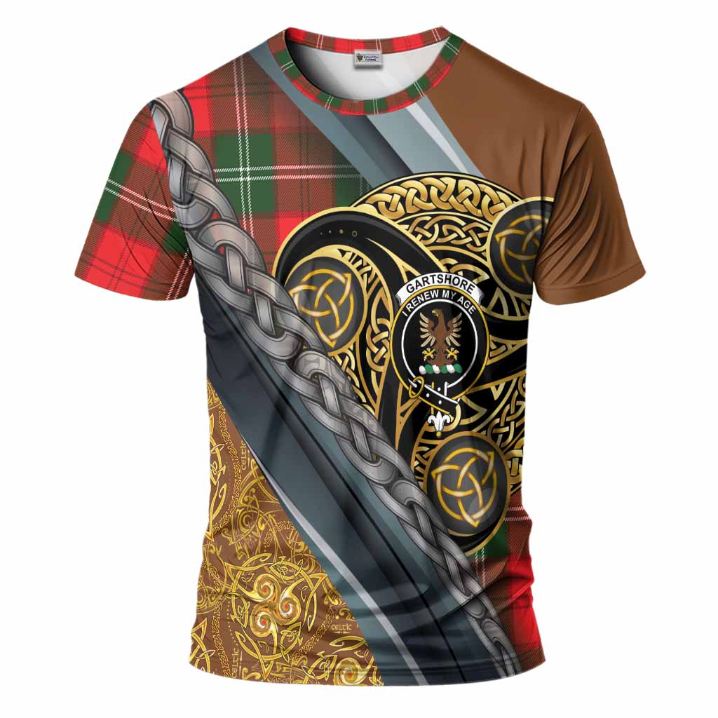 Gartshore Tartan Crest T-Shirt Scottish Triskele Celtic