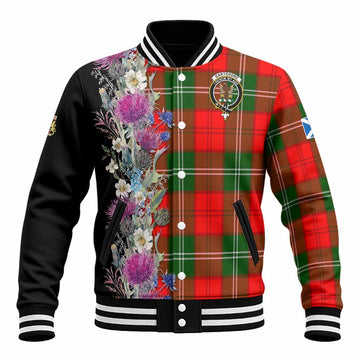 Gartshore Tartan Crest Thistle Floral Baseball Jacket Unisex - Tartan Vibes Clothing