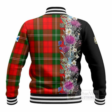 Gartshore Tartan Crest Thistle Floral Baseball Jacket - Tartan Vibes Clothing