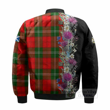 Gartshore Tartan Crest Thistle Floral Bomber Jacket - Tartan Vibes Clothing