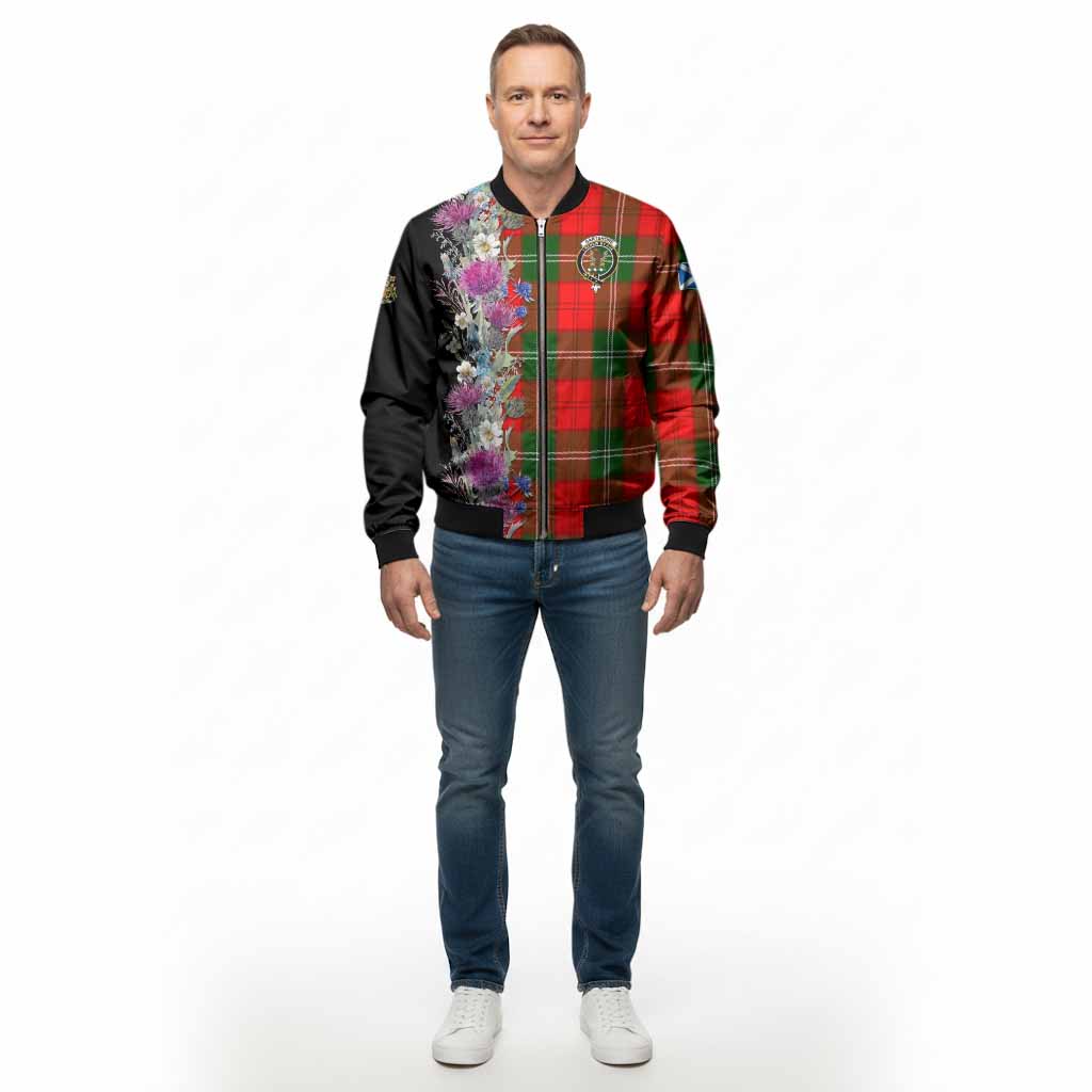 Gartshore Tartan Crest Thistle Floral Bomber Jacket - Tartan Vibes Clothing