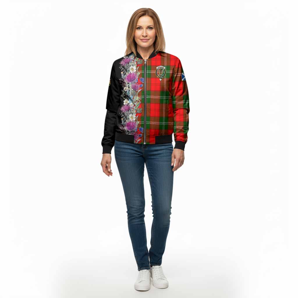 Gartshore Tartan Crest Thistle Floral Bomber Jacket - Tartan Vibes Clothing