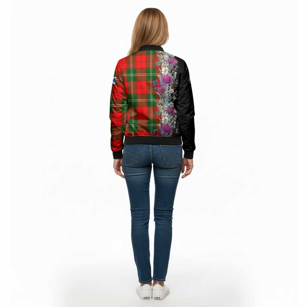 Gartshore Tartan Crest Thistle Floral Bomber Jacket - Tartan Vibes Clothing
