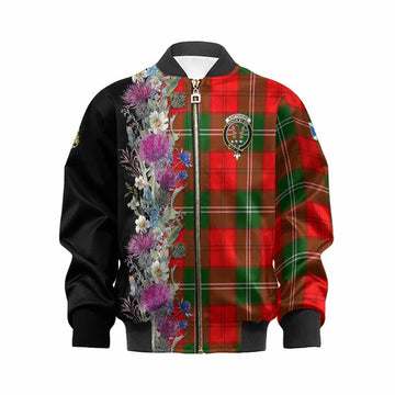 Gartshore Tartan Crest Thistle Floral Kid Bomber Jacket Kid XS - Tartan Vibes Clothing