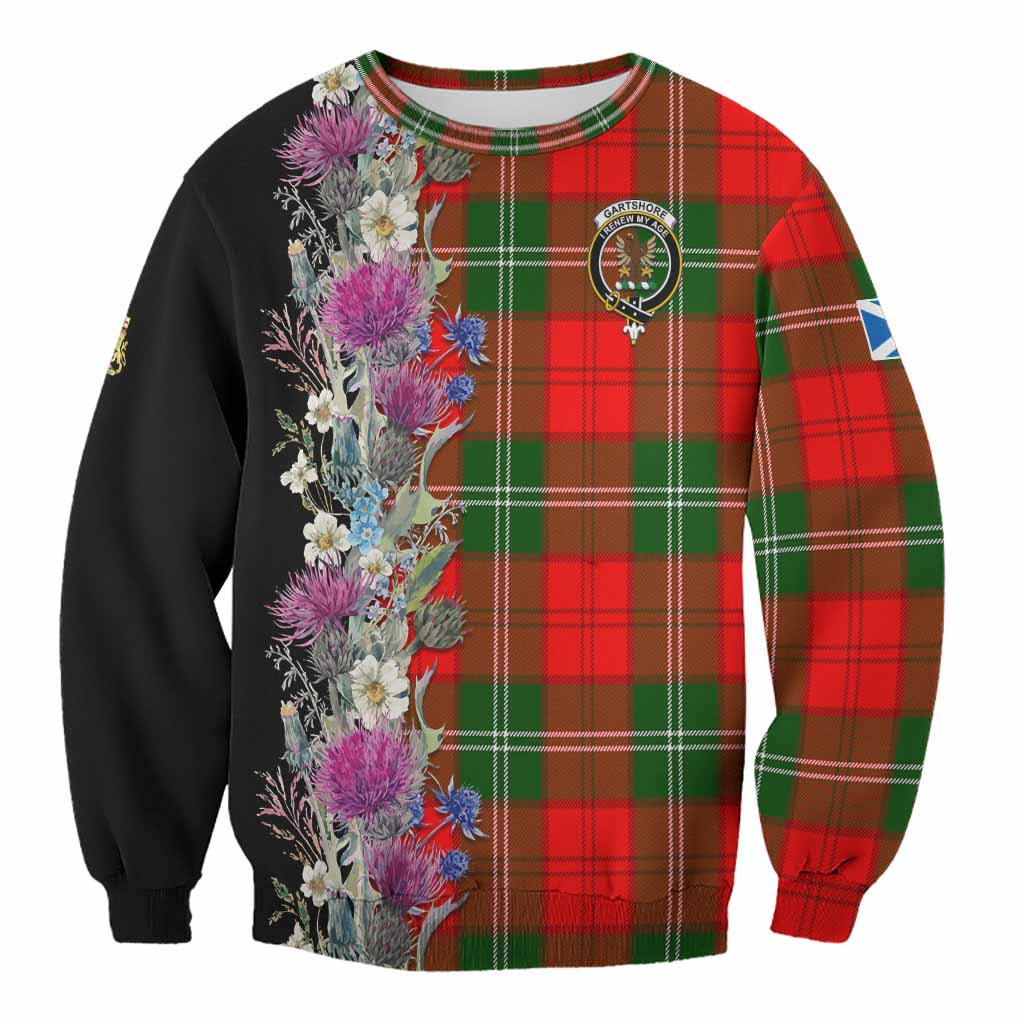 Gartshore Tartan Crest Thistle Floral Sweatshirt Unisex - Tartan Vibes Clothing