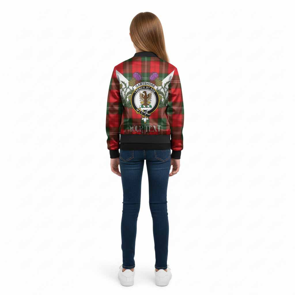 Gartshore Tartan Family Crest Kid Bomber Jacket Scottish Burns Night Thistle Floral