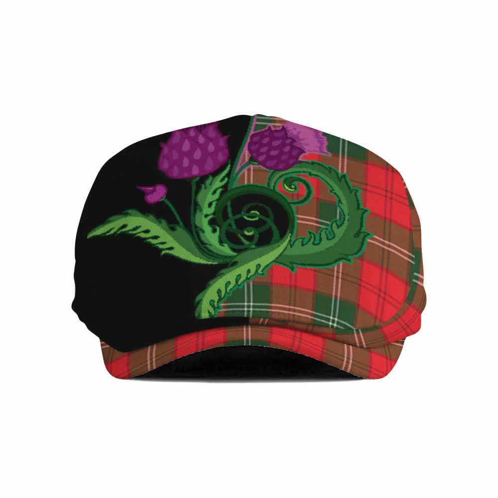 Gartshore Tartan Flat Cap, Jeff Cap Traditional Scottish Thistle