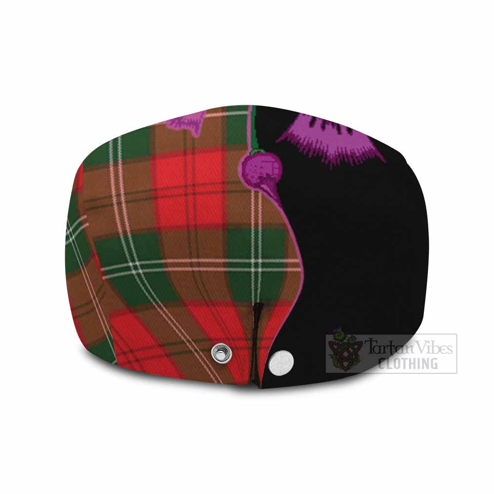 Gartshore Tartan Flat Cap, Jeff Cap Traditional Scottish Thistle