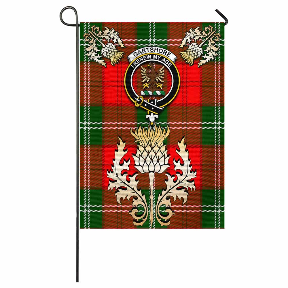 Gartshore Tartan Garden Flag with Golden Regal Scottish Thistle Emblem - Tartan Vibes Clothing