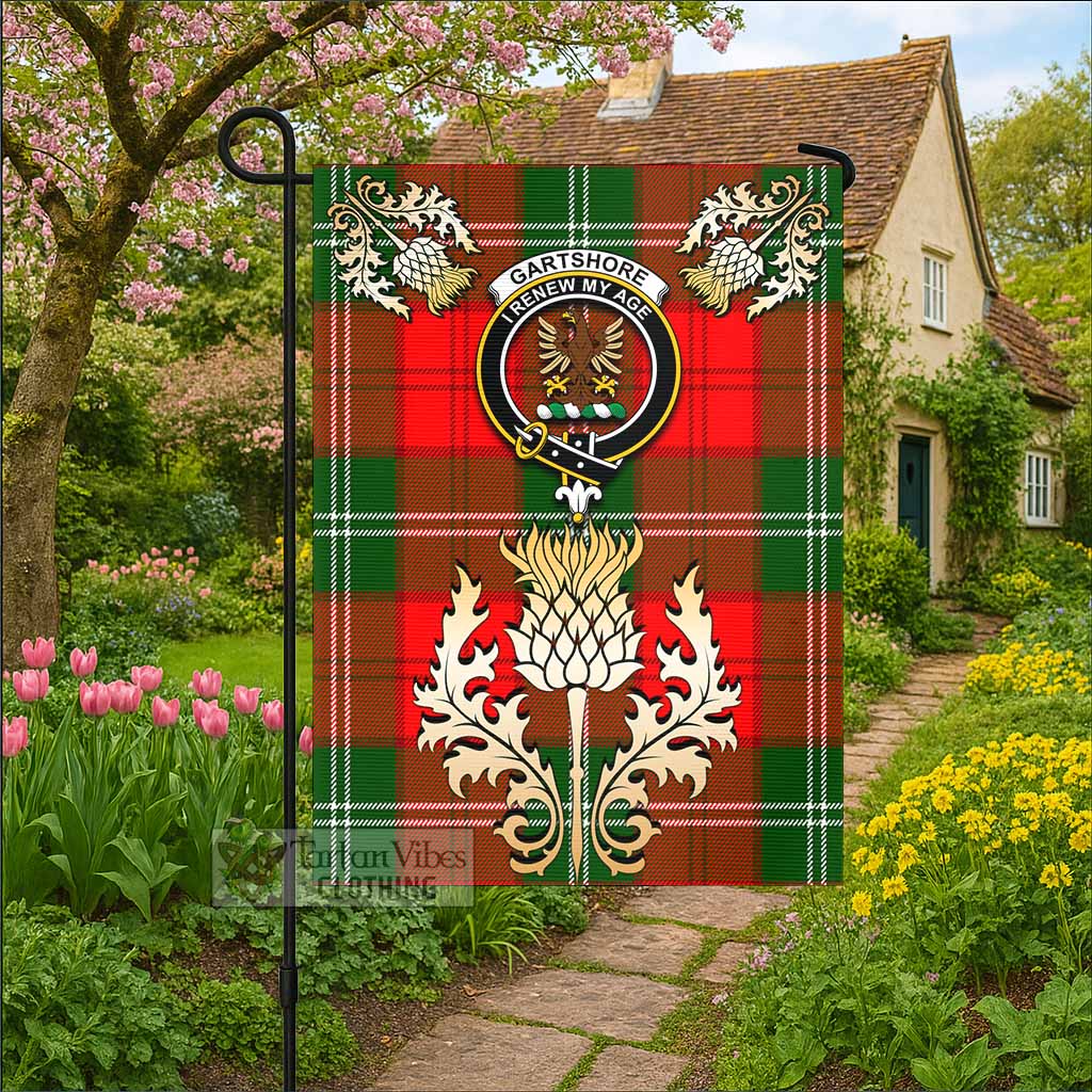 Gartshore Tartan Garden Flag with Golden Regal Scottish Thistle Emblem - Tartan Vibes Clothing