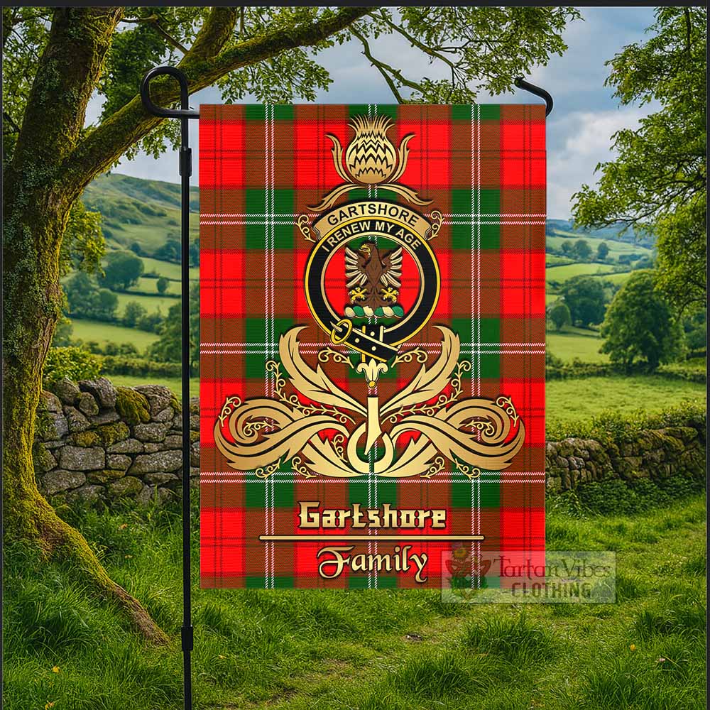 Gartshore Tartan Garden Flag with Highland Thistle Cherish Family Crest Style - Tartan Vibes Clothing