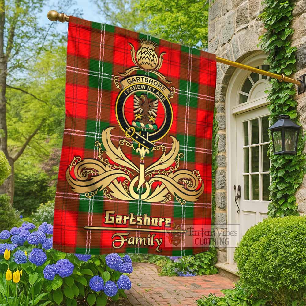 Gartshore Tartan Garden Flag with Highland Thistle Cherish Family Crest Style - Tartan Vibes Clothing