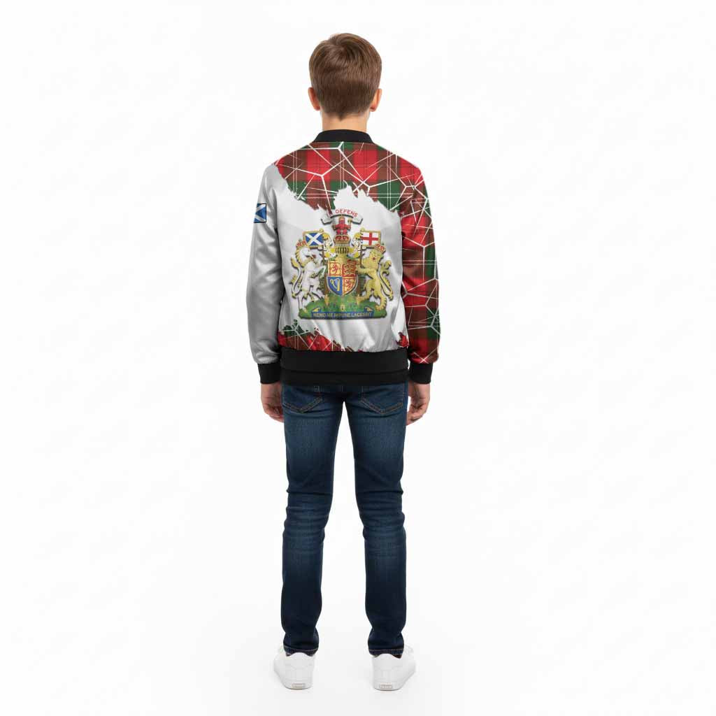 Gartshore Tartan Kid Bomber Jacket with Family Crest and Lion Rampant Grunge Style