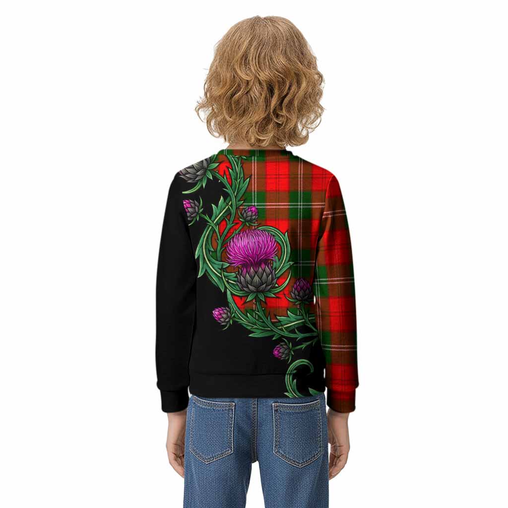 Gartshore Tartan Kid Knitted Sweatshirt Resilient Scottish Thistle - Tartan Vibes Clothing