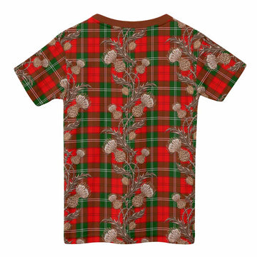 Gartshore Tartan Kid T-shirt Seamless Scottish Thistle Flowers