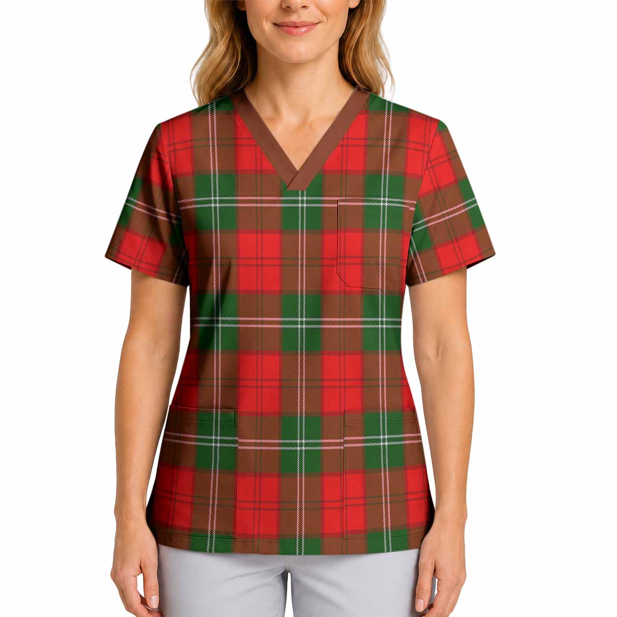 Gartshore Tartan Scrub Top 4XL - Tartan Vibes Clothing