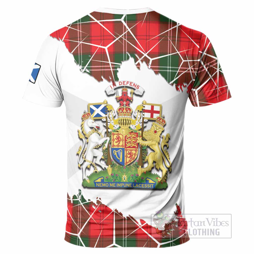 Gartshore Tartan T-Shirt with Family Crest and Lion Rampant Grunge Style
