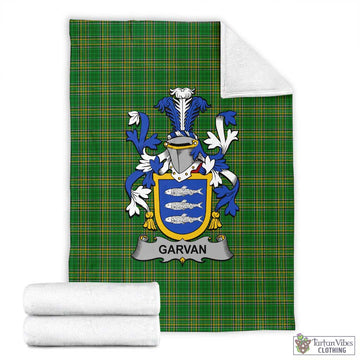 Tartan Vibes Clothing Garvan Irish Clan Tartan Blanket with Coat of Arms