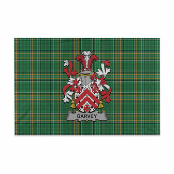 Garvey Irish Clan Tartan House Flag with Coat of Arms