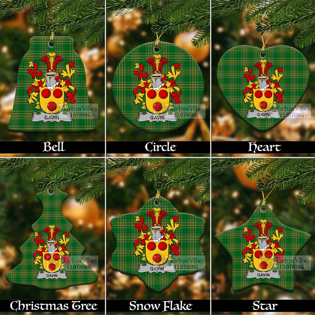 Gavin Irish Clan Tartan Christmas Ceramic Ornament with Coat of Arms Ceramic - Tartan Vibes Clothing