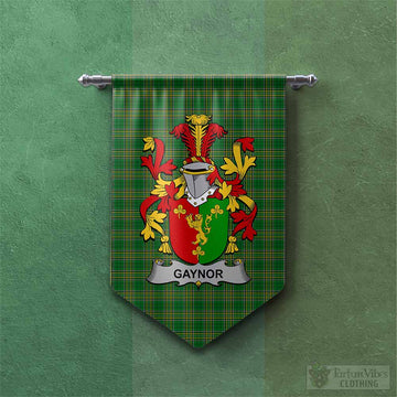 Tartan Vibes Clothing Gaynor Irish Clan Tartan Gonfalon, Tartan Banner with Coat of Arms