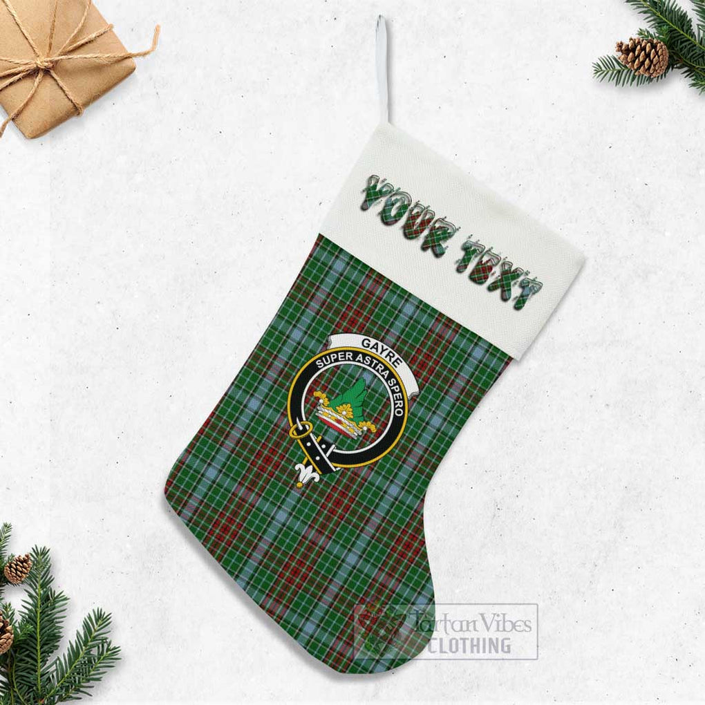 Tartan Vibes Clothing Gayre Tartan Family Crest Christmas Stocking with Personalized Text