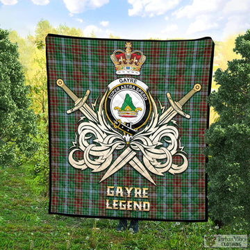 Gayre Tartan Quilt with Clan Crest and the Golden Sword of Courageous Legacy