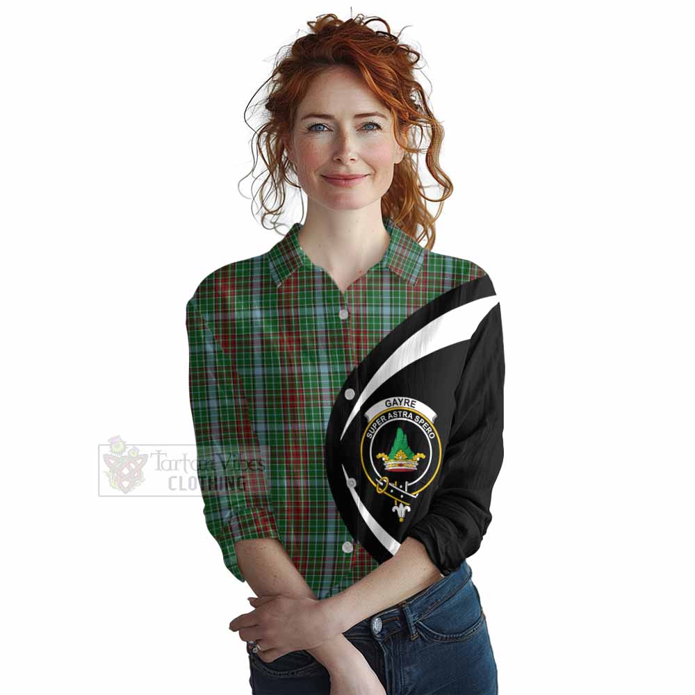 Tartan Vibes Clothing Gayre Tartan Women's Casual Shirt with Family Crest Circle Style