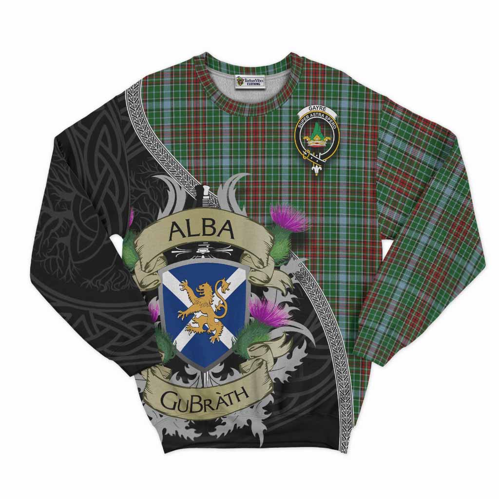 Tartan Vibes Clothing Gayre Tartan Family Crest Sweatshirt Lion Rampant Royal Thistle Shield Celtic Inspired
