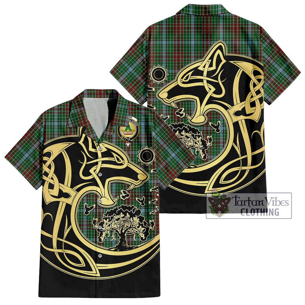 Gayre Tartan Short Sleeve Button Shirt with Family Crest Celtic Wolf Style Kid - Tartan Vibes Clothing
