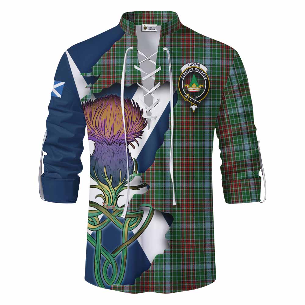 Tartan Vibes Clothing Gayre Tartan Family Crest Ghillie Kilt Shirt Scottish Thistle Celtic Inspired