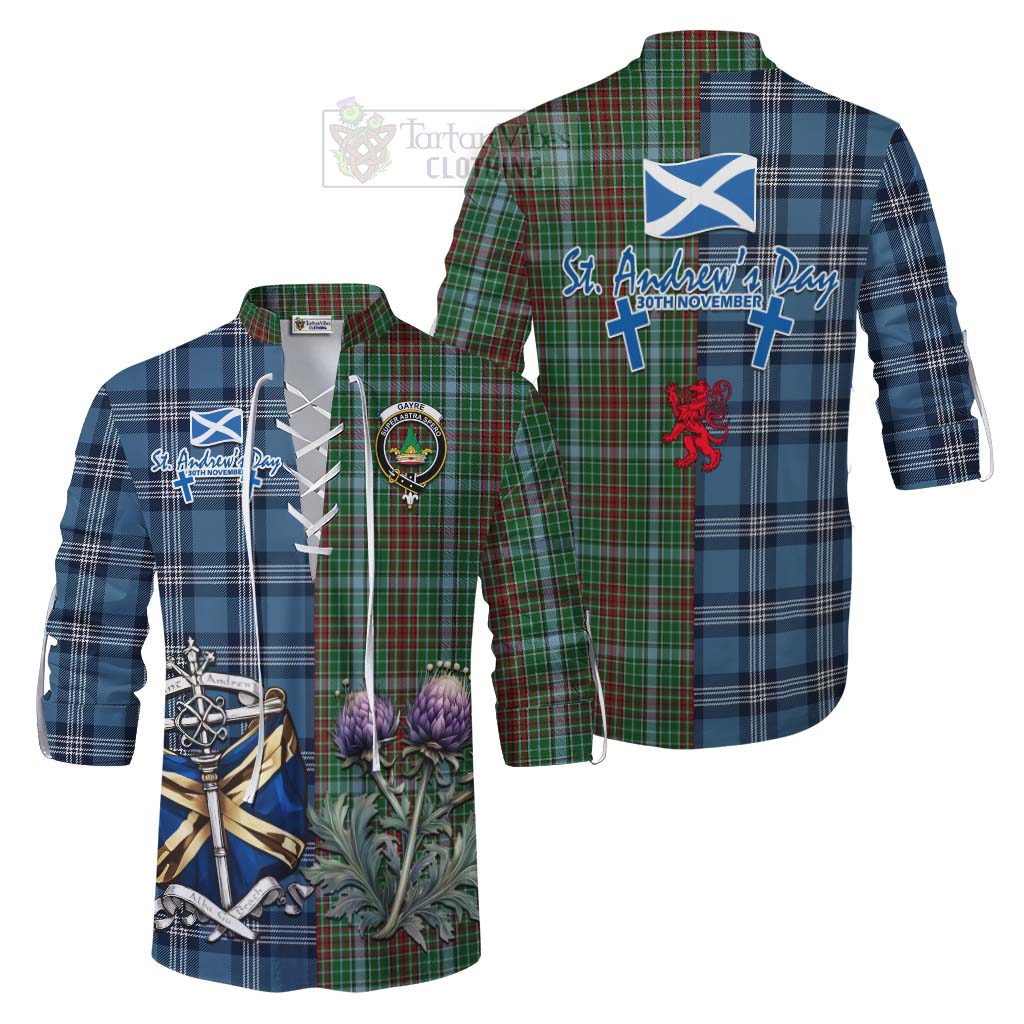 Tartan Vibes Clothing Gayre Tartan Ghillie Kilt Shirt Happy St. Andrew's Day Half Tartan Style