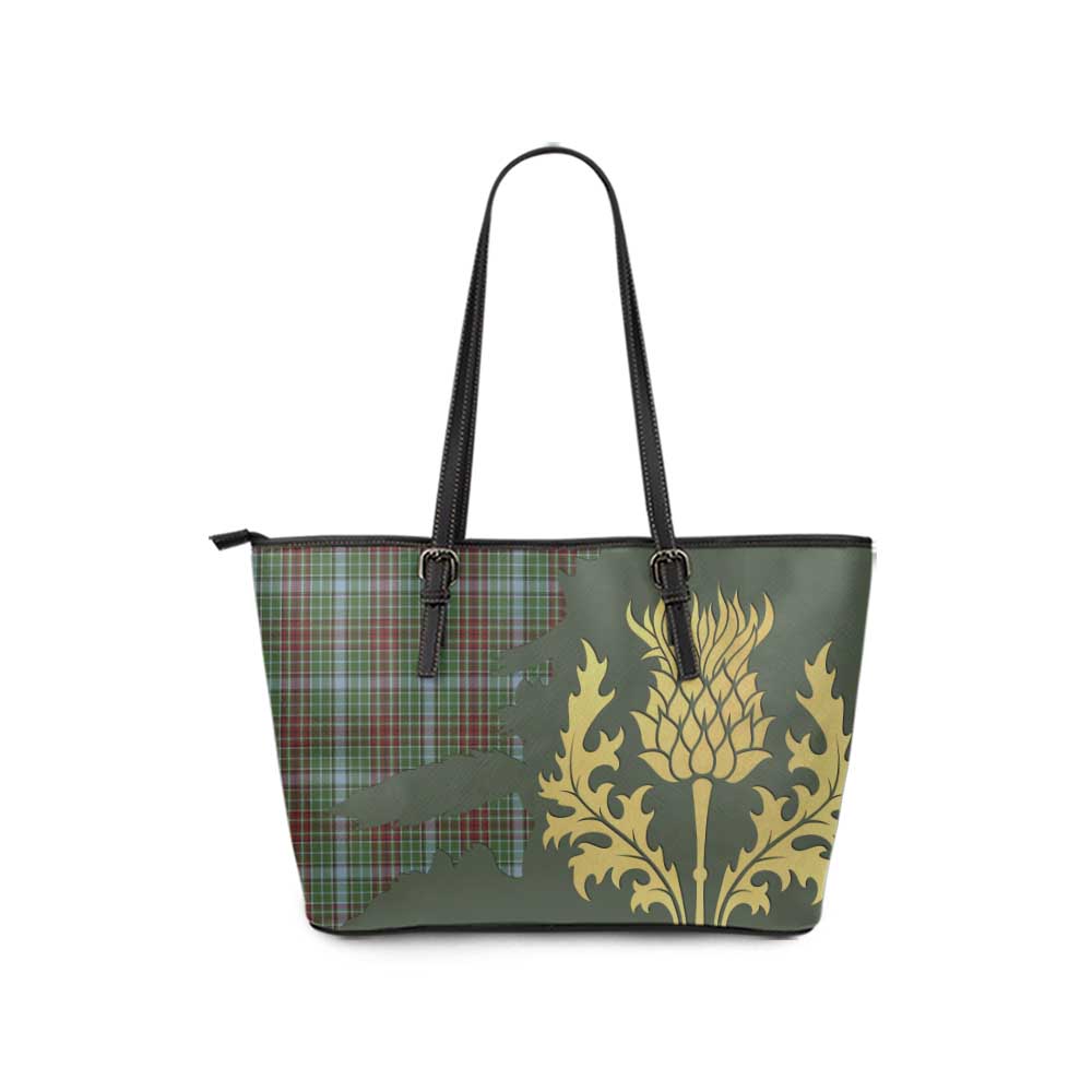 Tartan Vibes Clothing Gayre Tartan Leather Tote Bag Gold Thistle Style