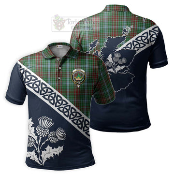 Gayre Tartan Polo Shirt Featuring Thistle and Scotland Map