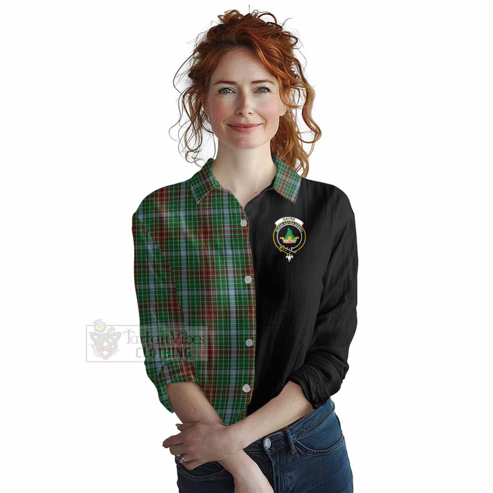 Tartan Vibes Clothing Gayre Tartan Women's Casual Shirt with Family Crest and Half Of Me Style