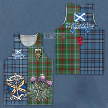 Tartan Vibes Clothing Gayre Tartan Men's Tank Top Happy St. Andrew's Day Half Tartan Style