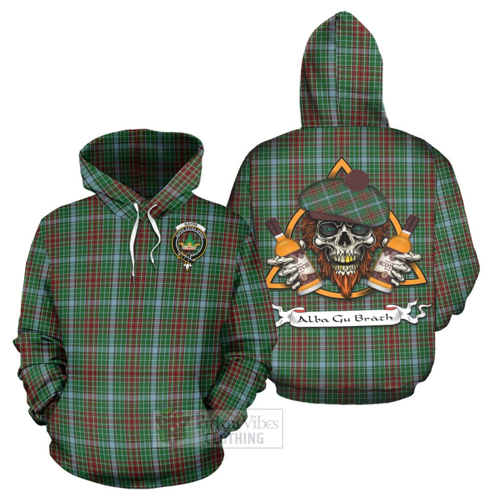 Tartan Vibes Clothing Gayre Tartan Hoodie with Family Crest and Bearded Skull Holding Bottles of Whiskey
